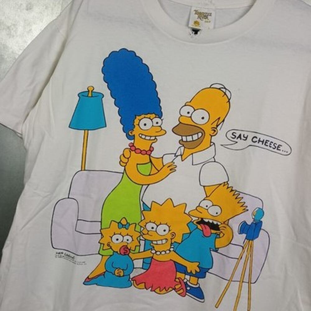 Simpsons Vintage 80s Cheese Family Portrait Double Sided Shirt Large Distressed